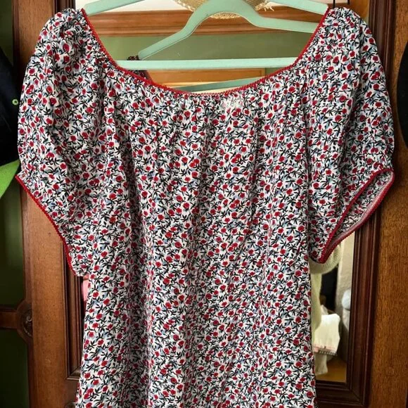 J CREW Cap-sleeve top in poppy crepe de chine SIZE XL NWOT - Picture 4 of 6